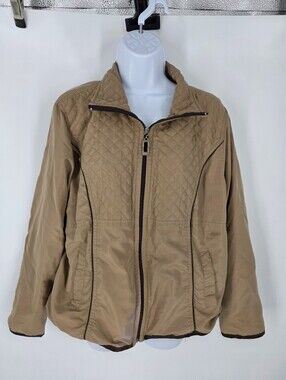 Three Hearts Tan Quilted Full Zip Jacket Women's Petite XL PXL